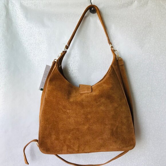 Viola Castellani  Double Compartment Suede  Turn Lock  Shoulder /Crossbody  Bag - Picture 2 of 12
